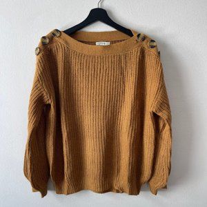 E&M Knit Sweater with Button details and balloon sleeves